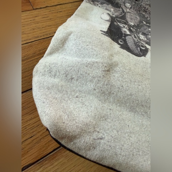 Barbour Racing Riding Biker Motorcycle Shoulder Handbag/Tote Black/White Canvas - Picture 16 of 16